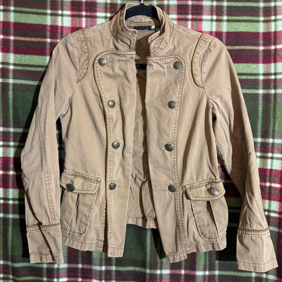 a.n.a Jackets & Blazers - Khaki Military Utility Jacket Fitted Double Breasted Cargo Jacket